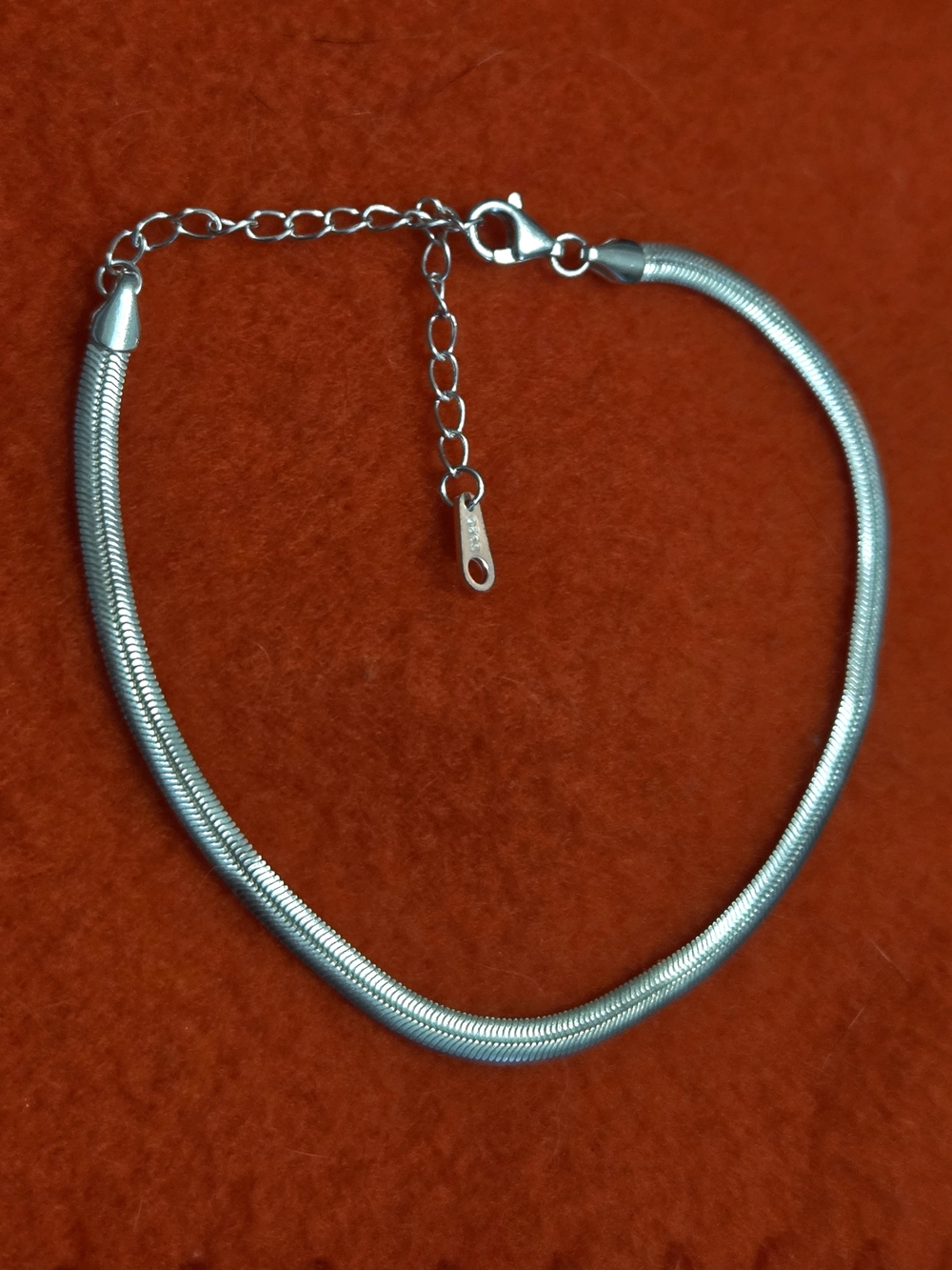Vintage Charm Snake bracelet. 925 Sterling Silver. Hypoallergenic.  Adjustable